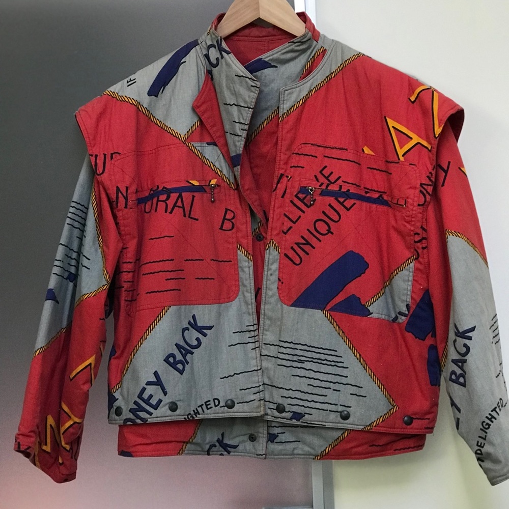 Made in Italy funky outdoor jacket topped by vest in size 44 E. Two garments .